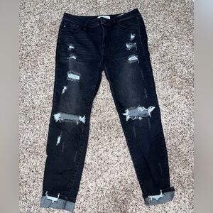 Women's Distressed Black Jeans